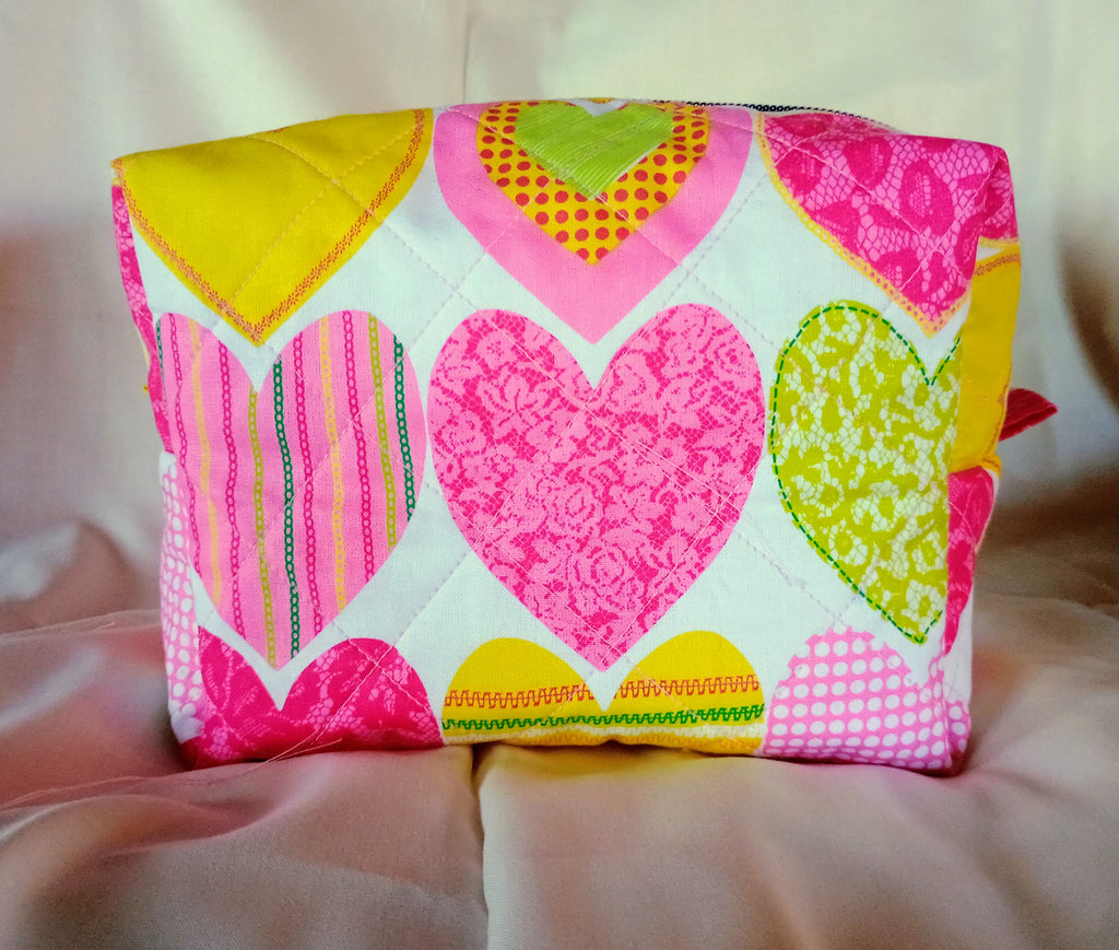Blushing Hearts Boxy Makeup Bag