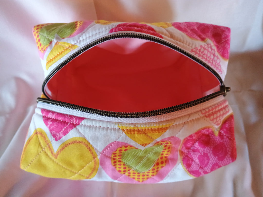 Blushing Hearts Boxy Makeup Bag