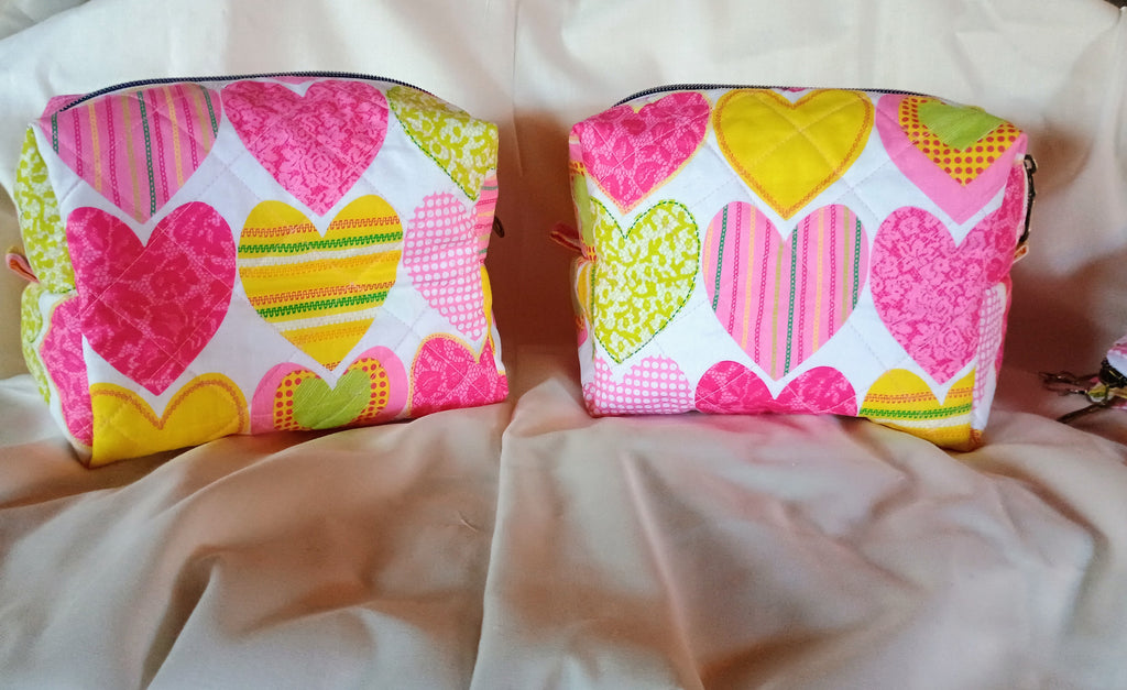 Blushing Hearts Boxy Makeup Bag